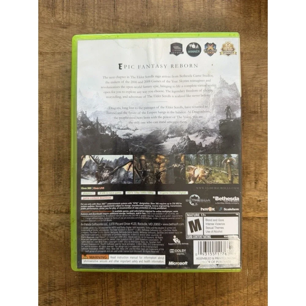 Elder Scrolls V 5‎ Skyrim Microsoft XBOX 360